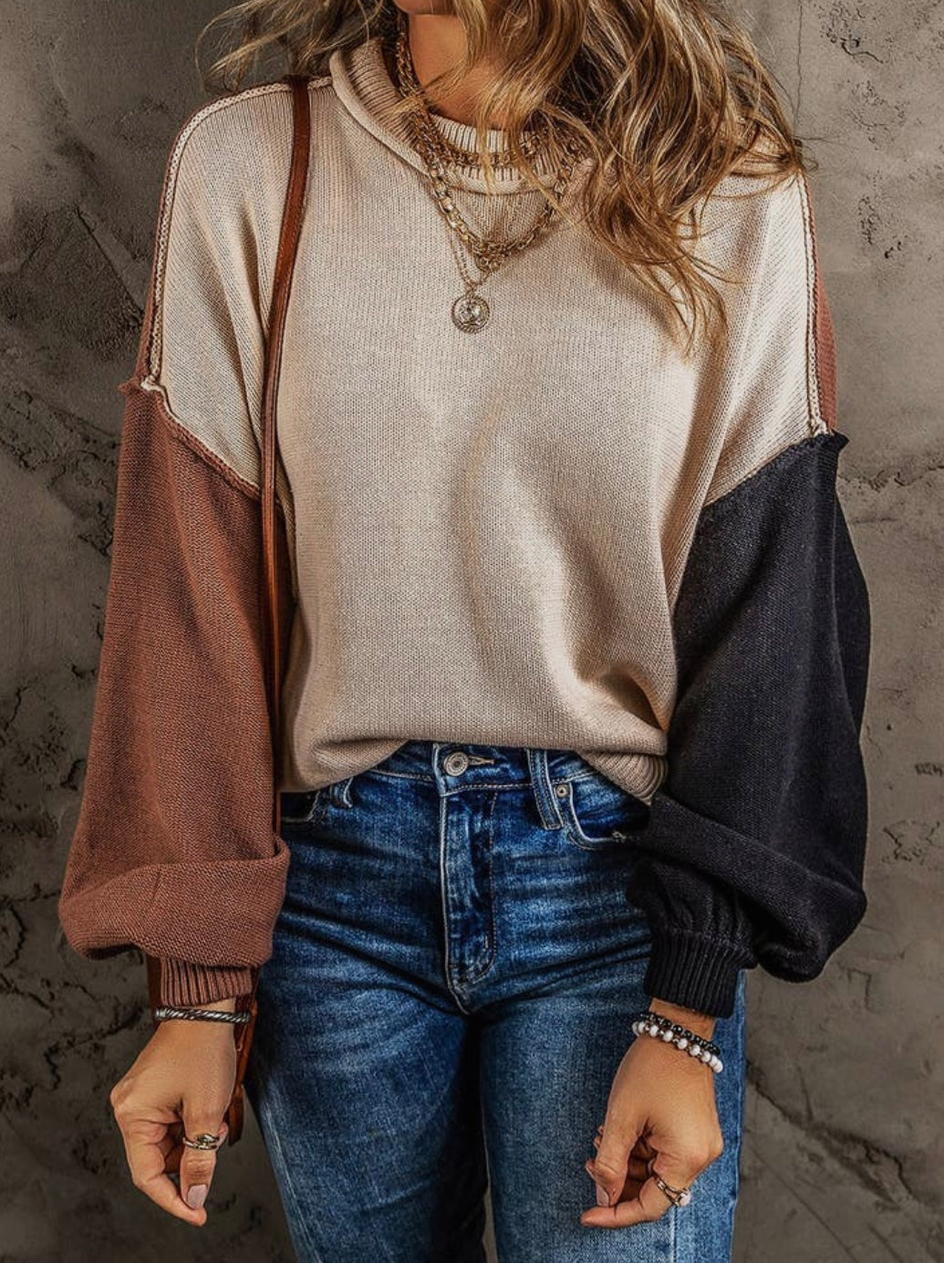 Reversible Color block sweater