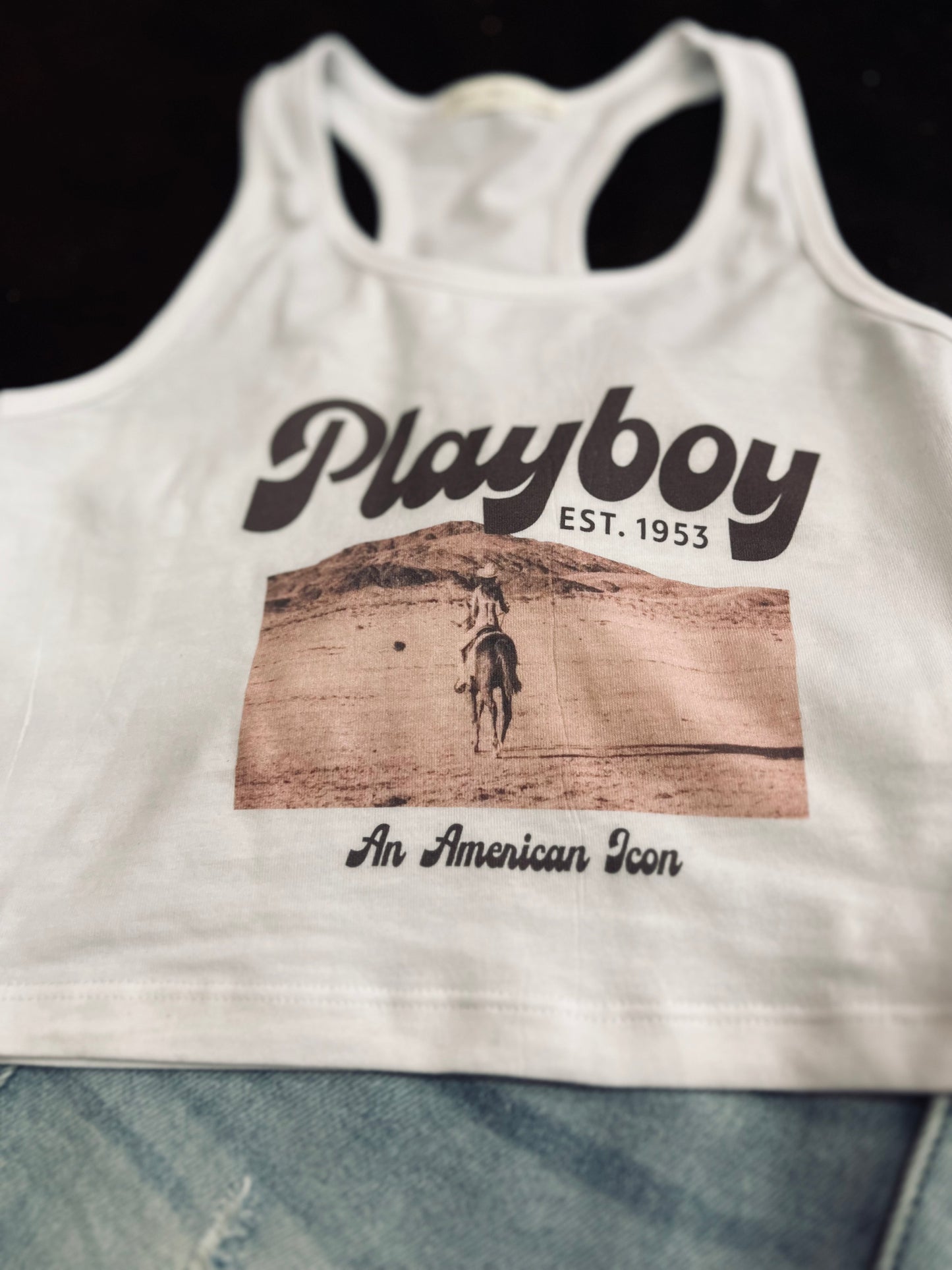 Western Playboy cropped tank