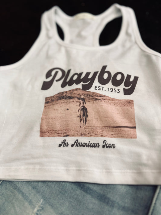 Western Playboy cropped tank