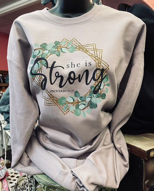 She is strong Crewneck